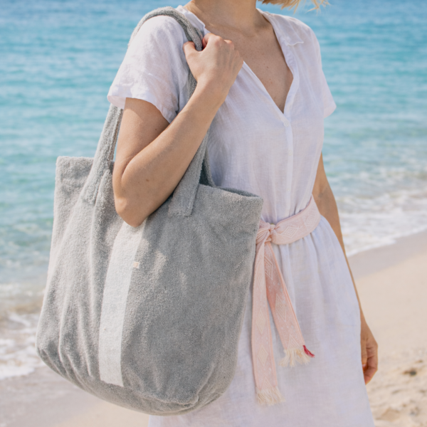 Frottee Strandtasche grau Stadt-Land-Kult