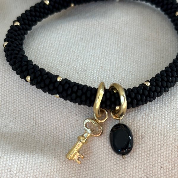 Armband schwarz Onyx Schlüssel