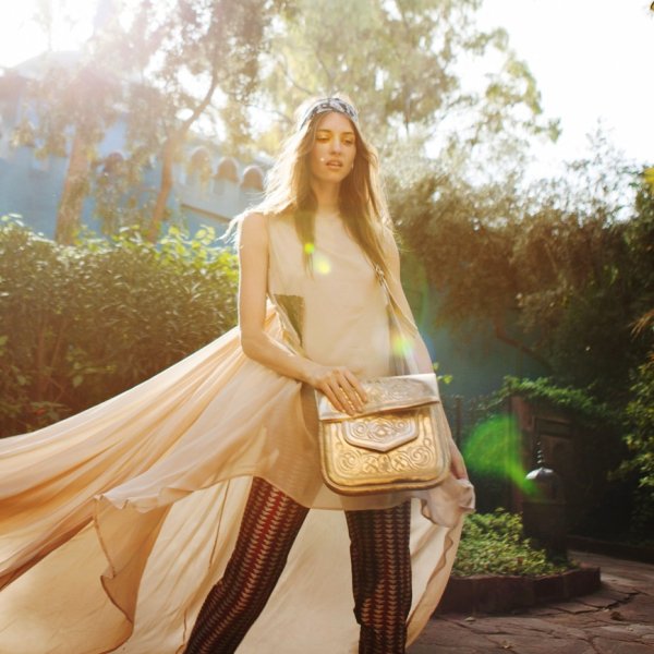 Abury Lederhandtasche gold