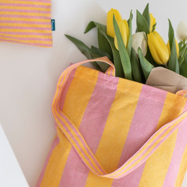 Stofftasche gelb rosa