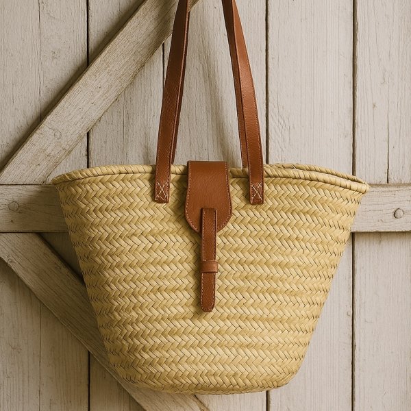 Korbtasche raffia Lederschlaufe