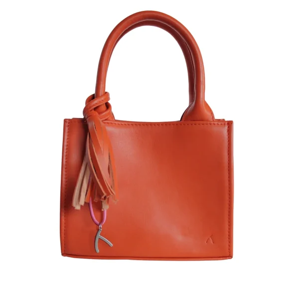 Kleine Lederhandtasche orange abury