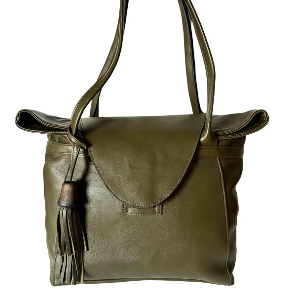 Ledershopper khaki
