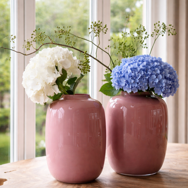 Glasvase in pastell rosa