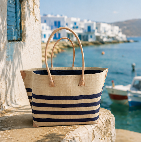 Gestreifte Tasche blau weiß